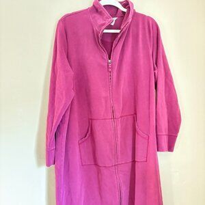 LL Bean sweatshirt bathrobe, full zip, mock turtleneck, cotton, ladies XL